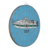 Motorboot cartoon illustratie dartbord (Voorkant Links)