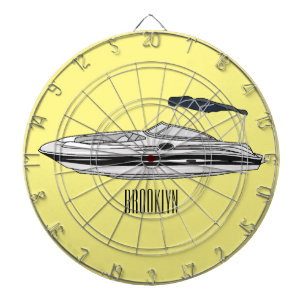 Motorboot cartoon illustratie dartbord