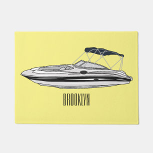 Motorboot cartoon illustratie deurmat