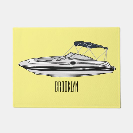 Motorboot cartoon illustratie deurmat (Voorkant)