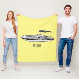Motorboot cartoon illustratie fleece deken