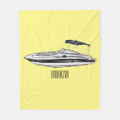 Motorboot cartoon illustratie fleece deken (Voorkant)