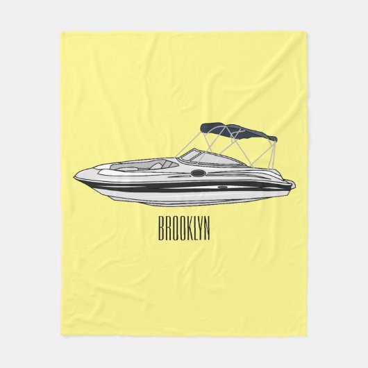 Motorboot cartoon illustratie fleece deken (Voorkant)