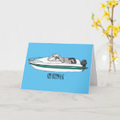 Motorboot cartoon illustratie kaart (Gele Bloem)