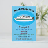 Motorboot cartoon illustratie kaart (Staand voorkant)