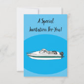 Motorboot cartoon illustratie kaart (Achterkant)