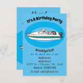 Motorboot cartoon illustratie kaart (Voorkant / Achterkant)