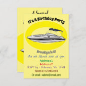 Motorboot cartoon illustratie kaart (Voorkant / Achterkant)