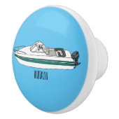Motorboot cartoon illustratie keramische knop (Rechts)