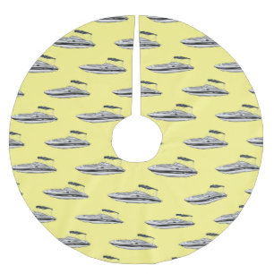 Motorboot cartoon illustratie kerstboom rok