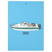 Motorboot cartoon illustratie klembord (Achterkant)