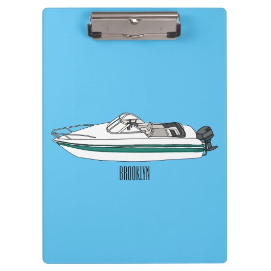 Motorboot cartoon illustratie klembord (Voorkant)