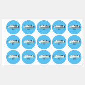 Motorboot cartoon illustratie labels (Vel)