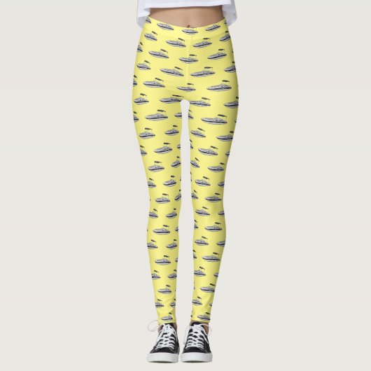 Motorboot cartoon illustratie leggings (Voorkant)