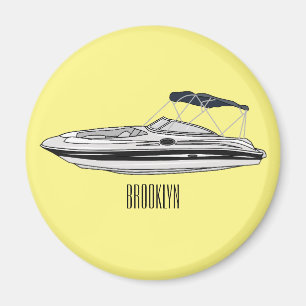 Motorboot cartoon illustratie magneet