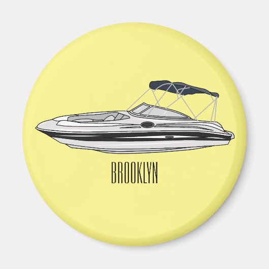 Motorboot cartoon illustratie magneet (Voorkant)