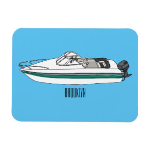 Motorboot cartoon illustratie magneet
