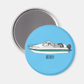 Motorboot cartoon illustratie magneet (Voorkant / Achterkant)