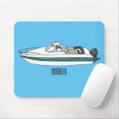 Motorboot cartoon illustratie muismat (Met muis)