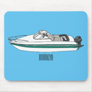 Motorboot cartoon illustratie muismat