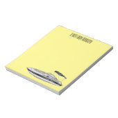 Motorboot cartoon illustratie notitieblok (Linkerzijde)