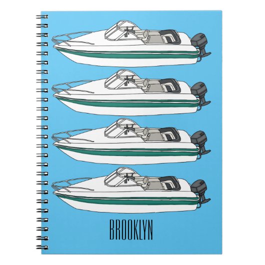 Motorboot cartoon illustratie notitieboek (Voorkant)