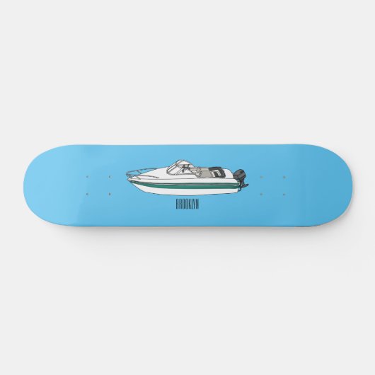 Motorboot cartoon illustratie persoonlijk skateboard (Horizontaal)