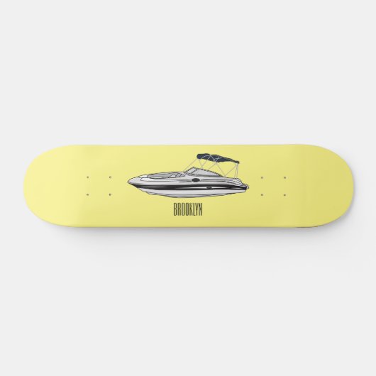Motorboot cartoon illustratie persoonlijk skateboard (Horizontaal)