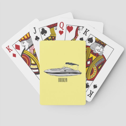 Motorboot cartoon illustratie pokerkaarten (Achterkant)