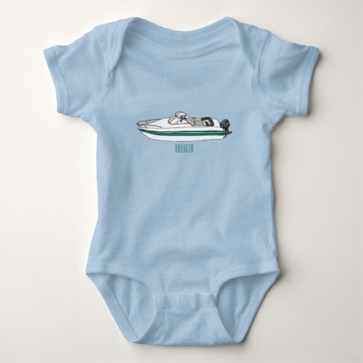 Motorboot cartoon illustratie romper (Voorkant)