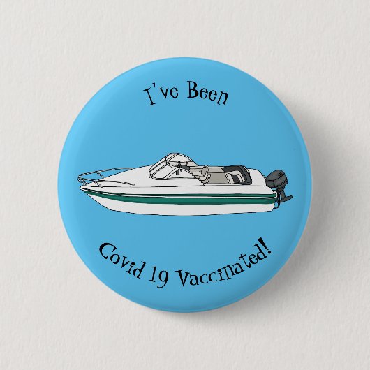 Motorboot cartoon illustratie ronde button 5,7 cm (Voorkant)