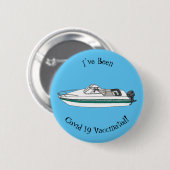 Motorboot cartoon illustratie ronde button 5,7 cm (Voorkant /achterkant)