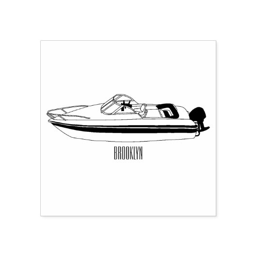 Motorboot cartoon illustratie rubberstempel (Afrduk)