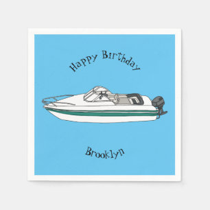 Motorboot cartoon illustratie servet