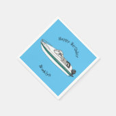 Motorboot cartoon illustratie servet (Hoek)