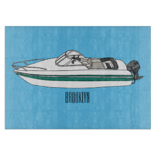 Motorboot cartoon illustratie snijplank