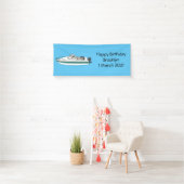 Motorboot cartoon illustratie spandoek (Insitu)