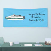 Motorboot cartoon illustratie spandoek (Beurs)