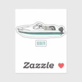 Motorboot cartoon illustratie sticker (Vel)