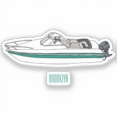 Motorboot cartoon illustratie sticker (Voorkant)