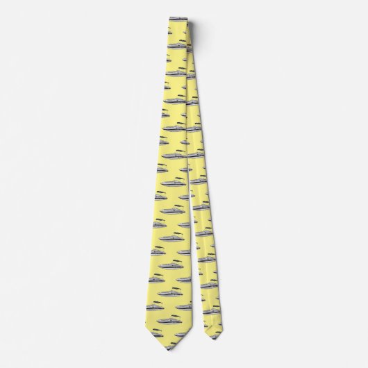 Motorboot cartoon illustratie stropdas (Voorkant)