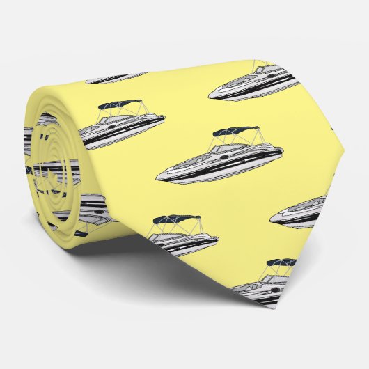 Motorboot cartoon illustratie stropdas (Opgerold)