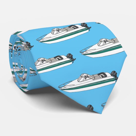 Motorboot cartoon illustratie stropdas (Opgerold)