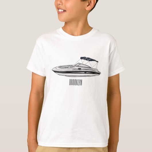 Motorboot cartoon illustratie t-shirt (Voorkant)