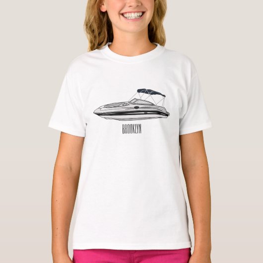 Motorboot cartoon illustratie t-shirt (Voorkant)