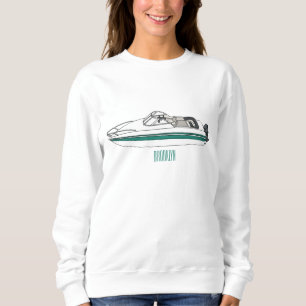 Motorboot cartoon illustratie trui