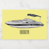 Motorboot cartoon illustratie voedselcontainer etiket (Enkel label)
