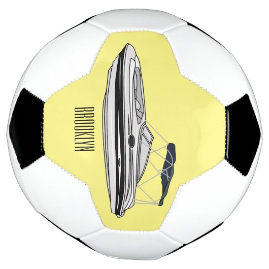 Motorboot cartoon illustratie voetbal (Gedraaid)