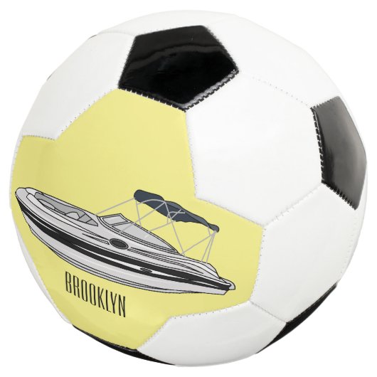 Motorboot cartoon illustratie voetbal (Drie kwart)