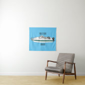 Motorboot cartoon illustratie wandkleed (In Situ (horizontaal))